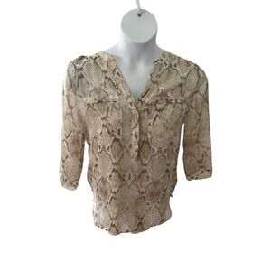 APT 9, SIZE M, ANIMAL PRINT SHEER TOP, ATTACHED TANK TOP
